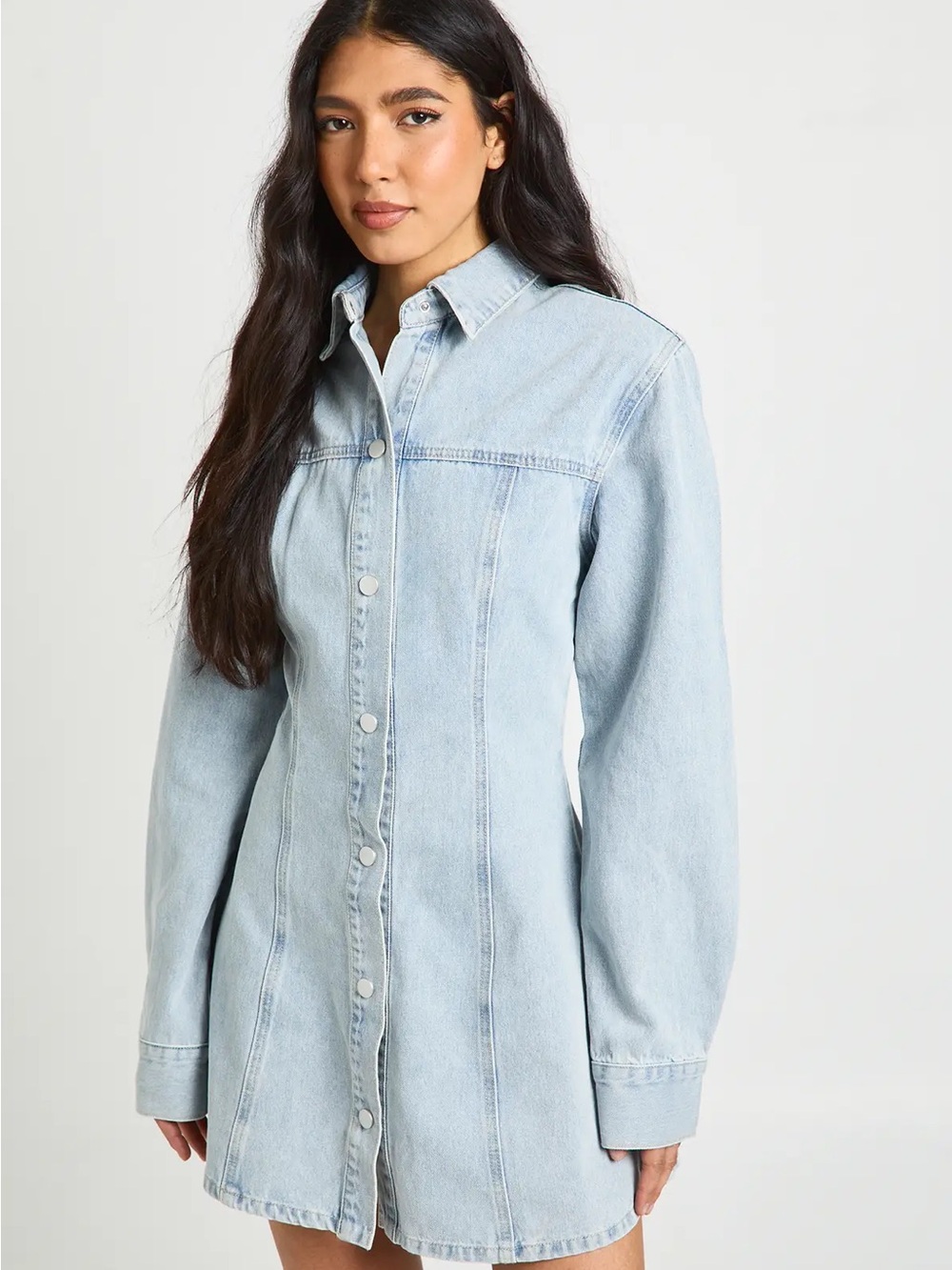 NWT Tall Long Sleeve Cinched Waist Denim Dress